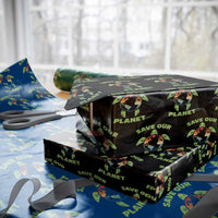 Retro Earth Day Wrapping Paper Roll Save Our Planet Sea Turtle Recycle Ocean Environment