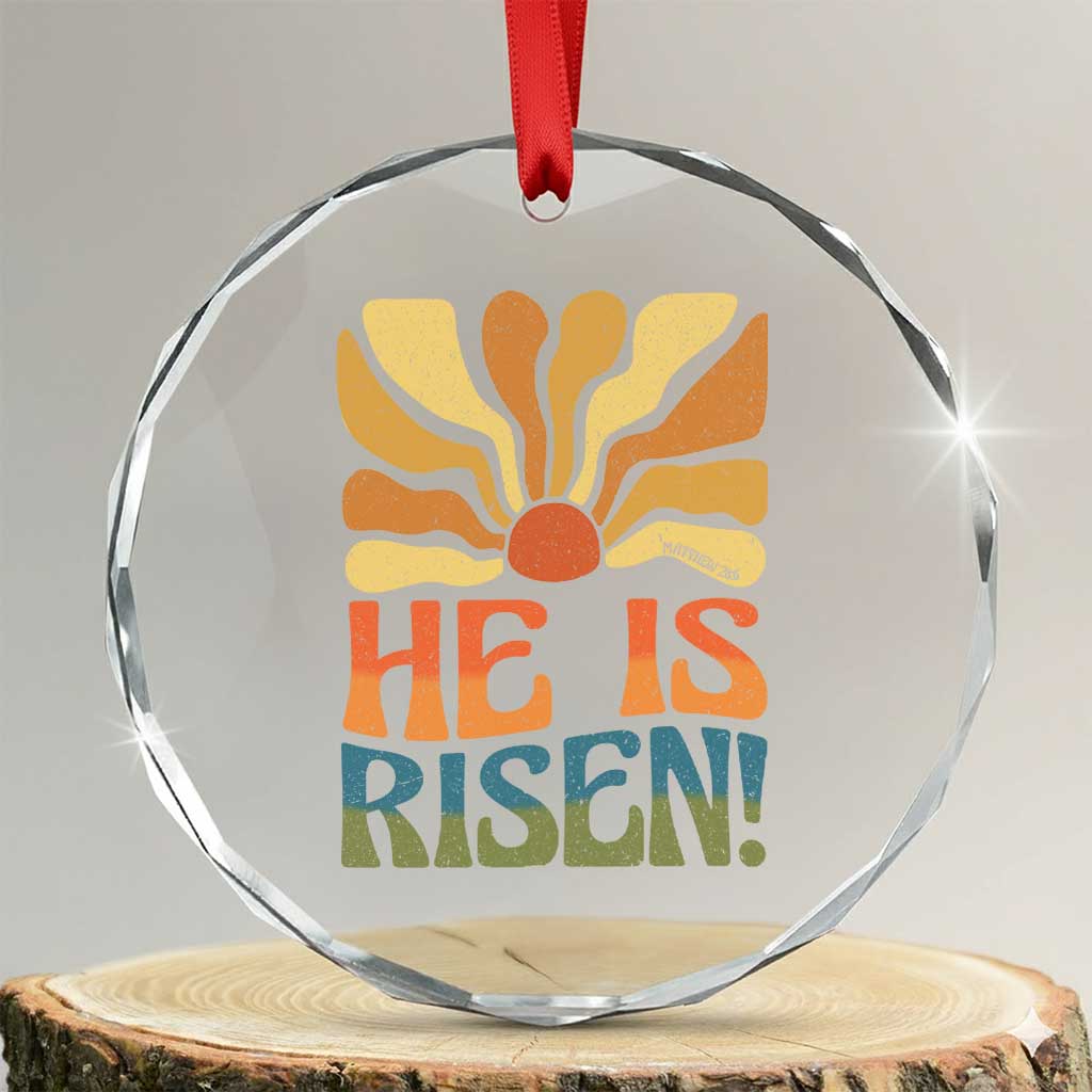 Retro Easter Crystal Glass Ornament Jesus He is Risen Matthew 28:6 Bible Verse Kids - Wonder Print Shop