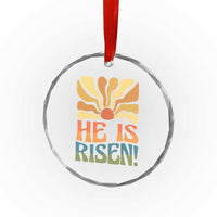 Retro Easter Crystal Glass Ornament Jesus He is Risen Matthew 28:6 Bible Verse Kids - Wonder Print Shop