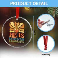 Retro Easter Crystal Glass Ornament Jesus He is Risen Matthew 28:6 Bible Verse Kids - Wonder Print Shop