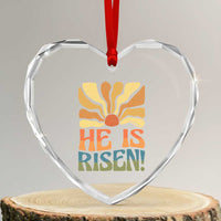 Retro Easter Heart Crystal Glass Ornament Jesus He is Risen Matthew 28:6 Bible Verse Kids - Wonder Print Shop