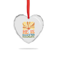 Retro Easter Heart Crystal Glass Ornament Jesus He is Risen Matthew 28:6 Bible Verse Kids - Wonder Print Shop