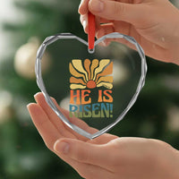 Retro Easter Heart Crystal Glass Ornament Jesus He is Risen Matthew 28:6 Bible Verse Kids - Wonder Print Shop