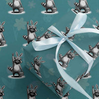 Retro Easter Raccoon Bunny Rock Hand Trash Panda Wrapping Paper Roll