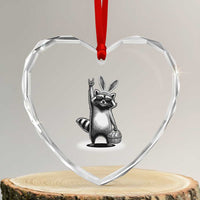 Retro Easter Raccoon Bunny Rock Hand Trash Panda Heart Crystal Glass Ornament