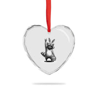 Retro Easter Raccoon Bunny Rock Hand Trash Panda Heart Crystal Glass Ornament