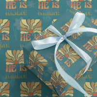 Retro Easter Wrapping Paper Roll Jesus He is Risen Matthew 28:6 Bible Verse Kids