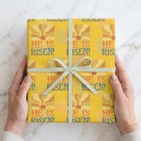 Retro Easter Wrapping Paper Roll Jesus He is Risen Matthew 28:6 Bible Verse Kids
