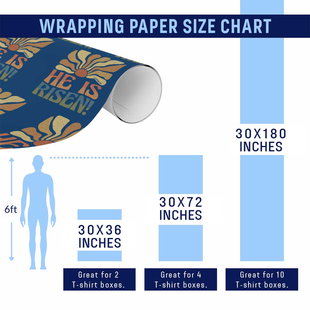 Retro Easter Wrapping Paper Roll Jesus He is Risen Matthew 28:6 Bible Verse Kids - Wonder Print Shop