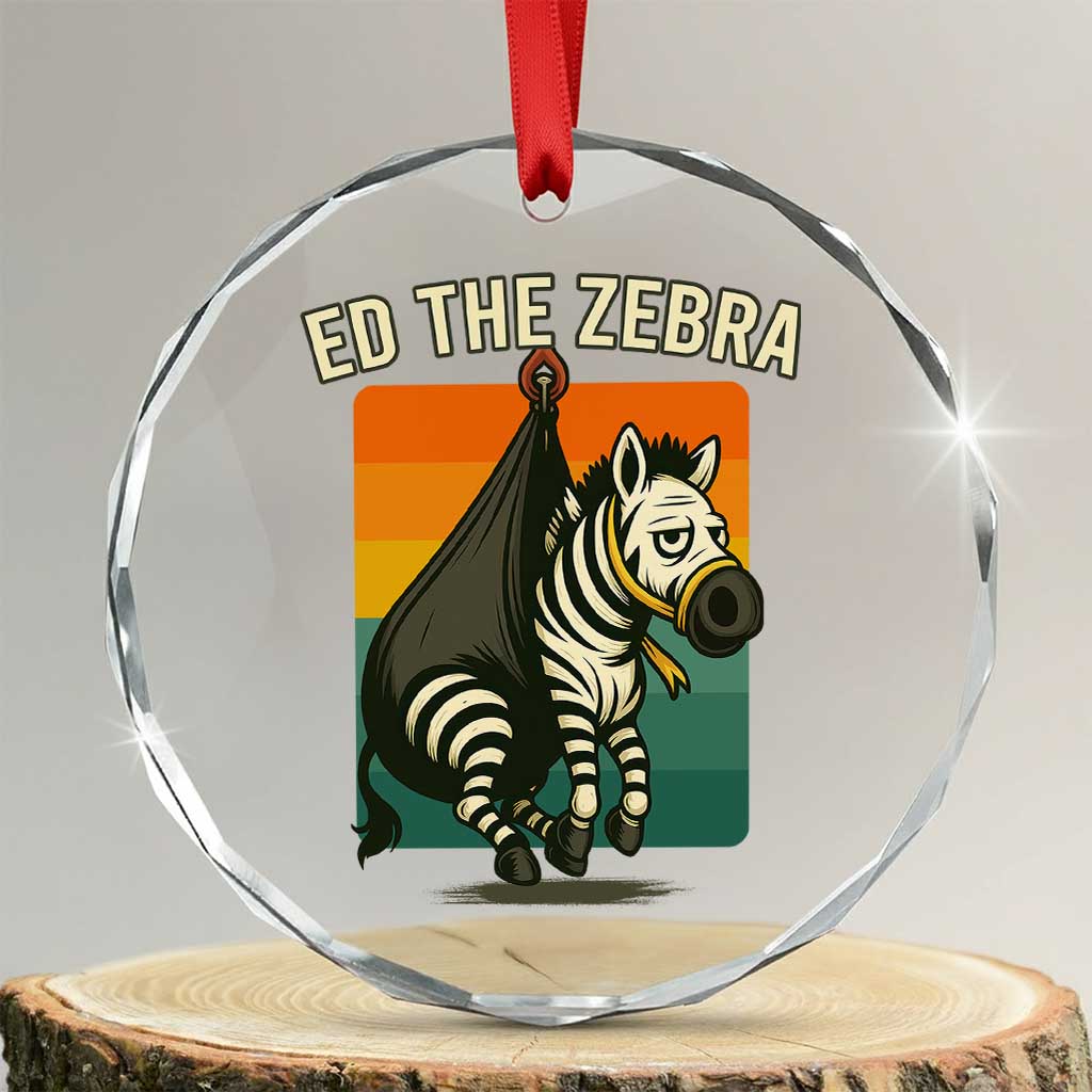 Retro Ed the Zebra Meme Crystal Glass Ornament Funny Viral Escape Animal - Wonder Print Shop