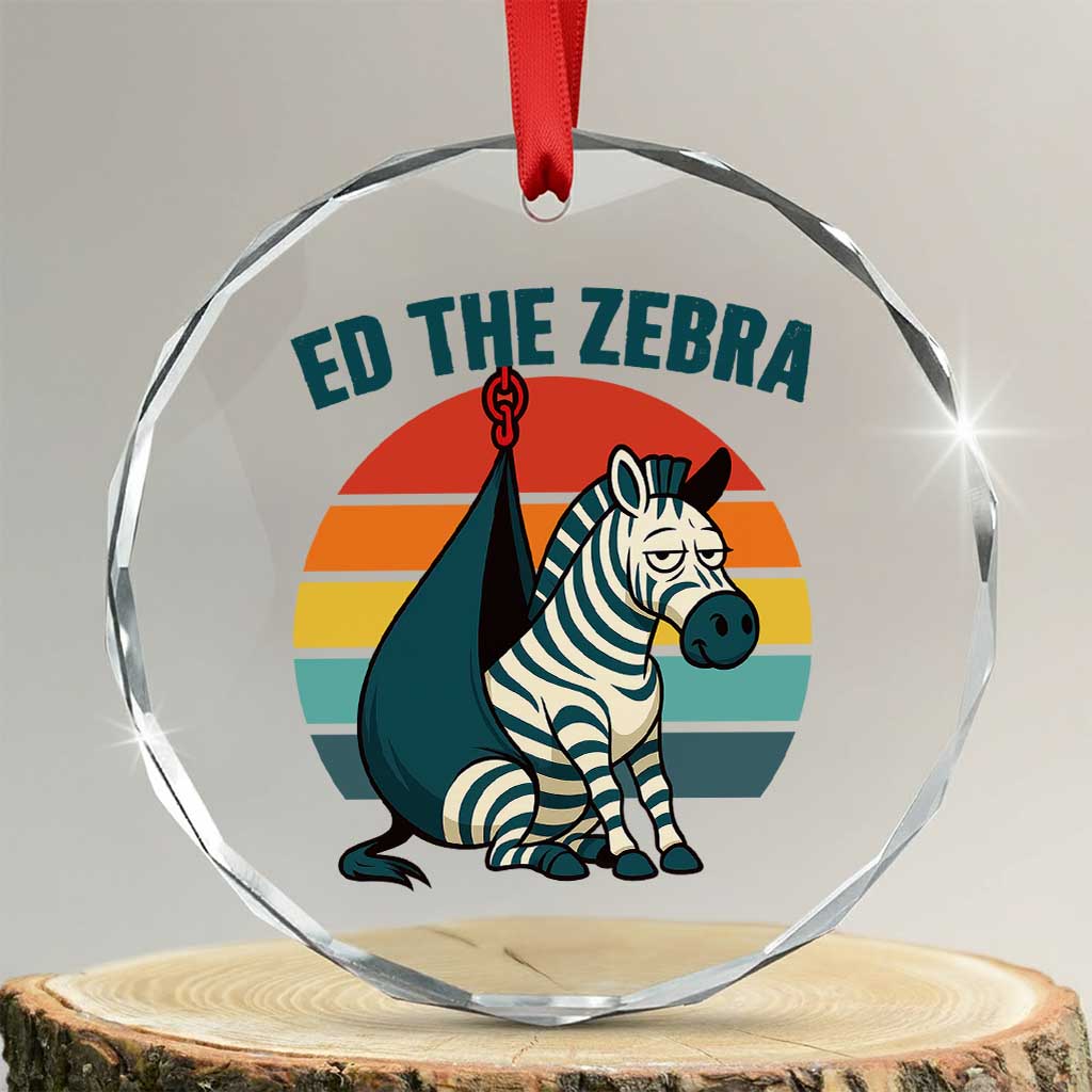 Retro Ed the Zebra Meme Crystal Glass Ornament Funny Viral Escape Animal Helicopter Rescue - Wonder Print Shop