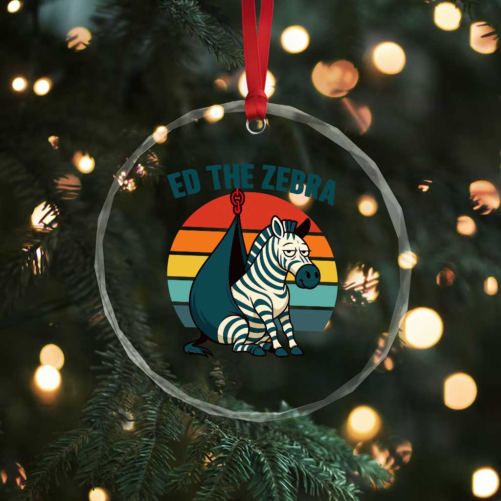 Retro Ed the Zebra Meme Crystal Glass Ornament Funny Viral Escape Animal Helicopter Rescue TS02