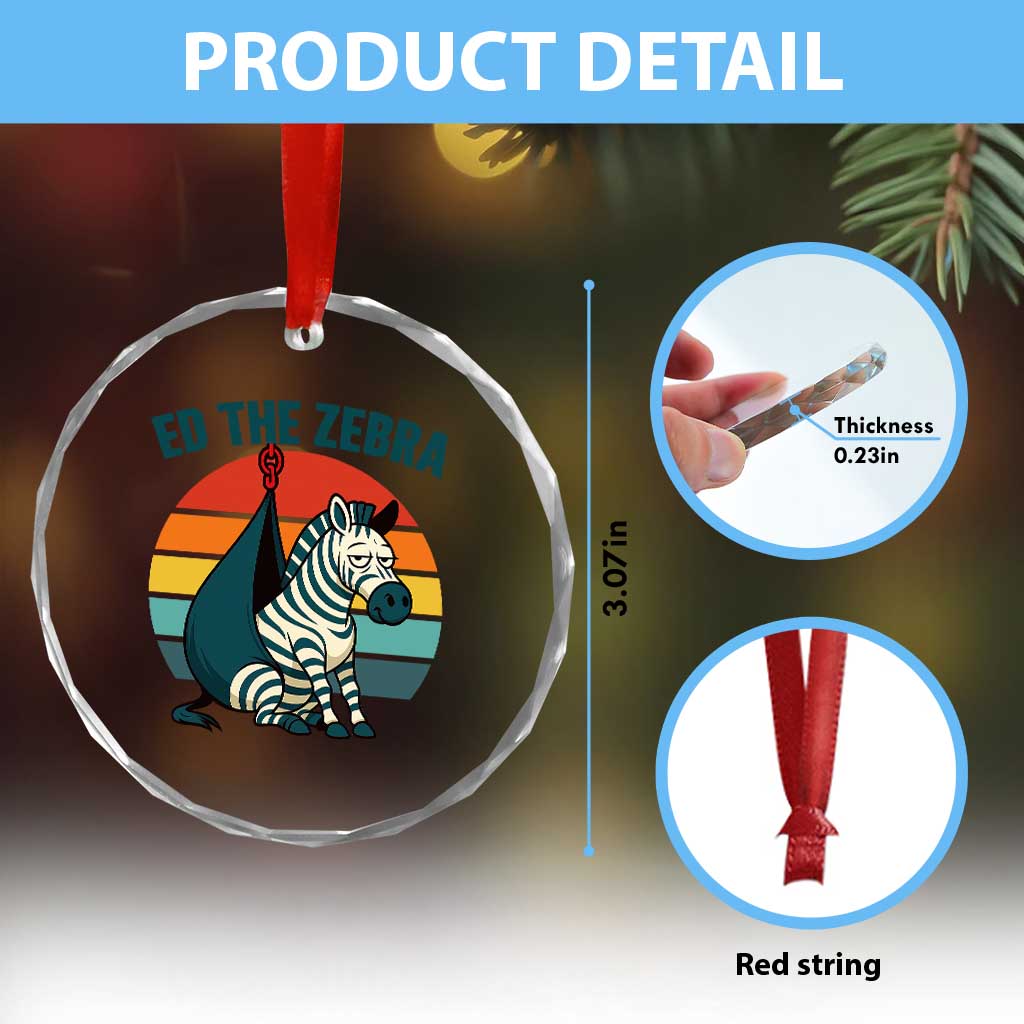 Retro Ed the Zebra Meme Crystal Glass Ornament Funny Viral Escape Animal Helicopter Rescue TS02