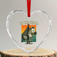 Retro Ed the Zebra Meme Heart Crystal Glass Ornament Funny Viral Escape Animal - Wonder Print Shop