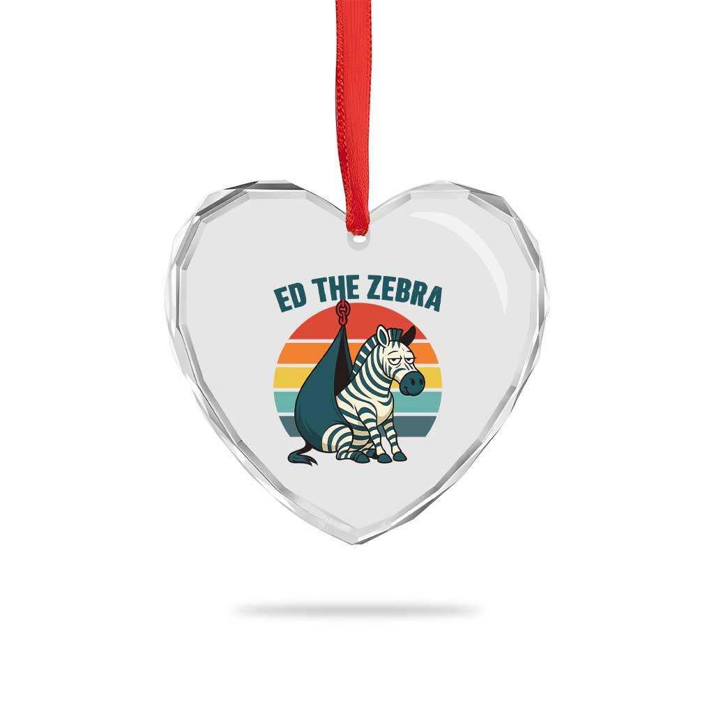 Retro Ed the Zebra Meme Heart Crystal Glass Ornament Funny Viral Escape Animal Helicopter Rescue - Wonder Print Shop