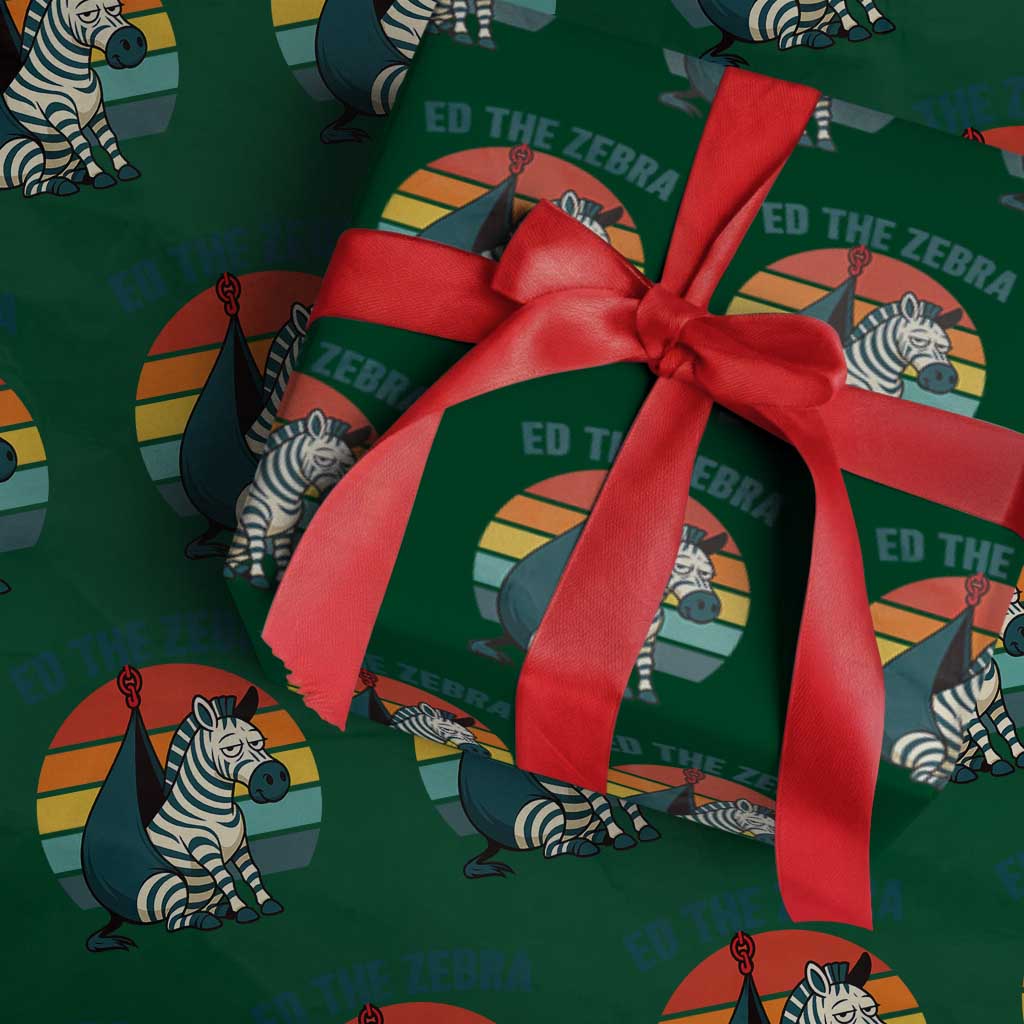 Retro Ed the Zebra Meme Wrapping Paper Roll Funny Viral Escape Animal Helicopter Rescue - Wonder Print Shop