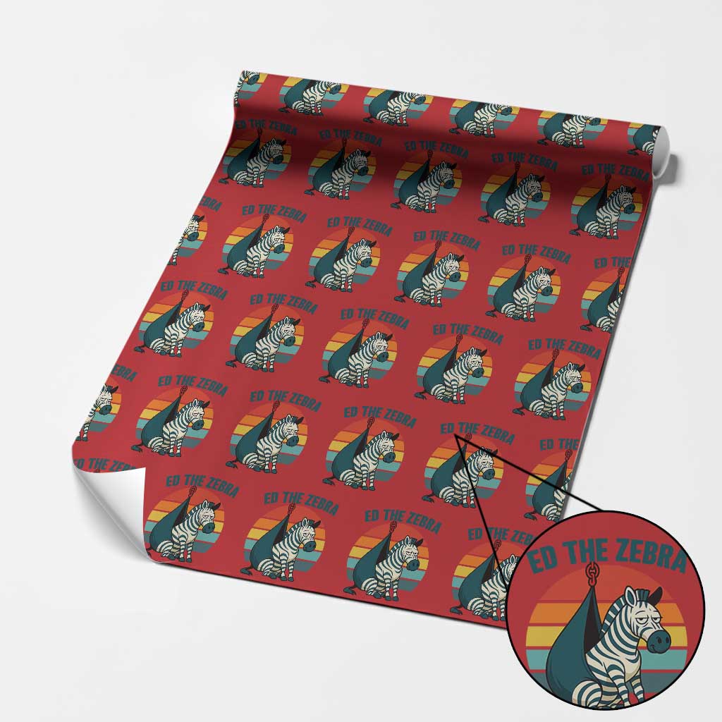 Retro Ed the Zebra Meme Wrapping Paper Roll Funny Viral Escape Animal Helicopter Rescue - Wonder Print Shop