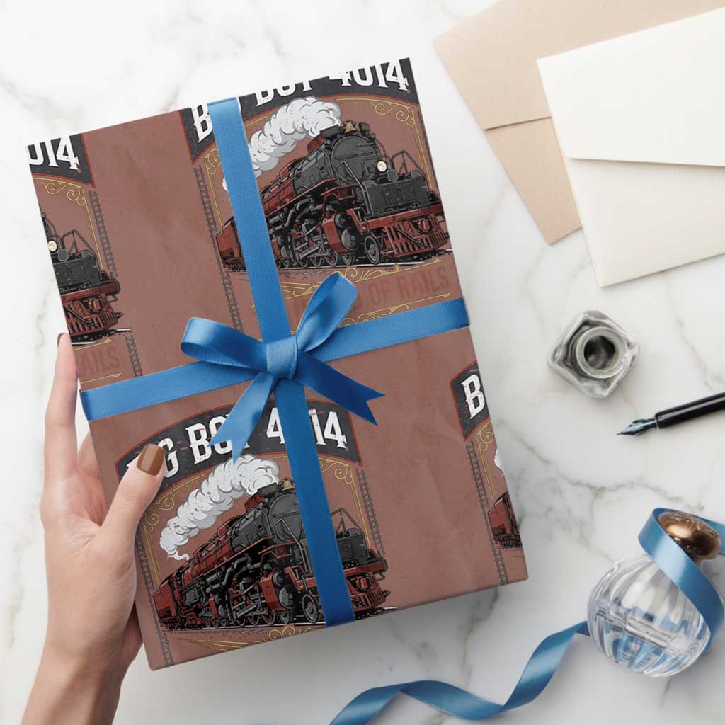 Retro Emblem Classic Steam Train Wrapping Paper Roll Locomotive Heritage Pride Legend of the Rails