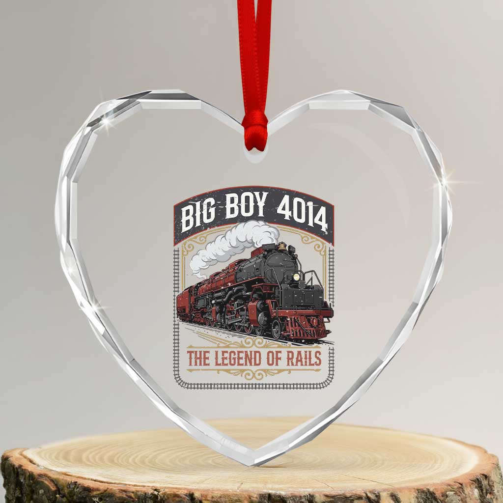 Retro Emblem Classic Steam Train Heart Crystal Glass Ornament Locomotive Heritage Pride Legend of the Rails