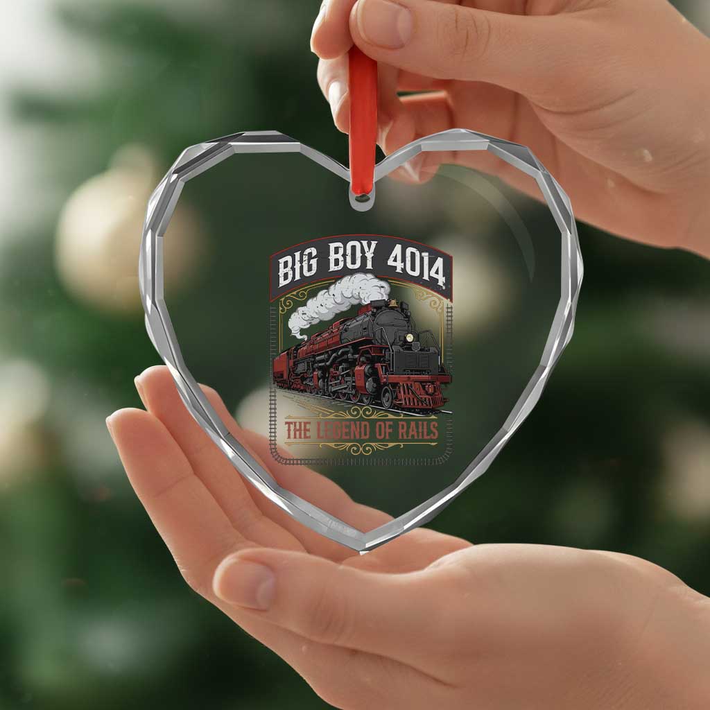 Retro Emblem Classic Steam Train Heart Crystal Glass Ornament Locomotive Heritage Pride Legend of the Rails