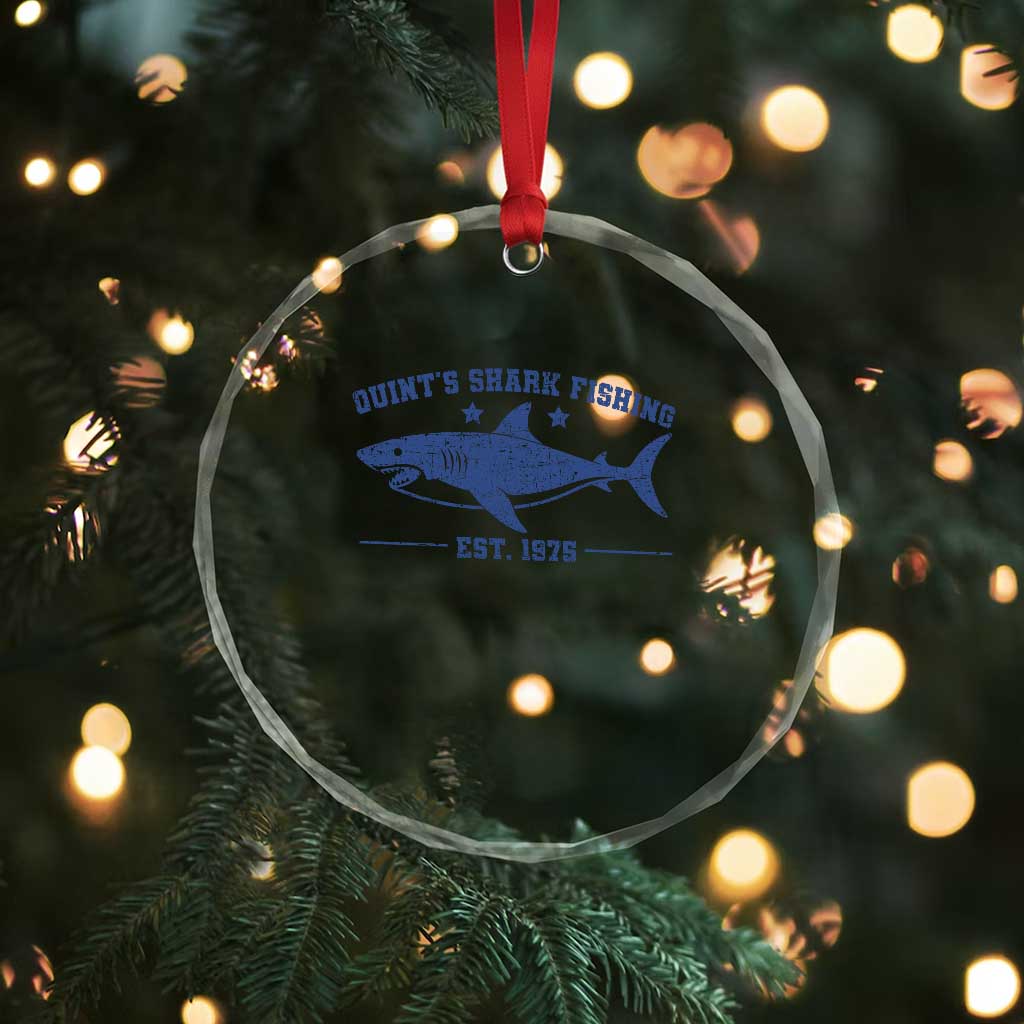 Retro Fisher Birthday Crystal Glass Ornament Vintage Quints Shark Fishing 1975 - Wonder Print Shop