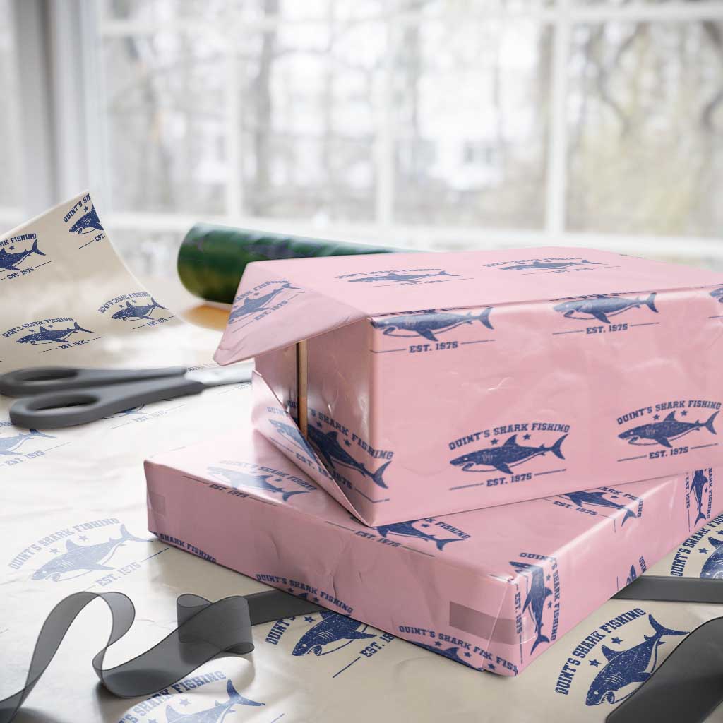 Retro Fisher Birthday Wrapping Paper Roll Vintage Quints Shark Fishing 1975 - Wonder Print Shop
