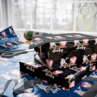 Retro Floral KY Horse Racing Graphic Wrapping Paper Roll Pink Gingham Southern Belle Derby Day Aesthetic