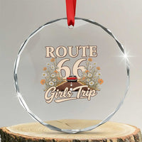 Retro Floral Route Highway 66 Girls Trip Road Trip Crystal Glass Ornament