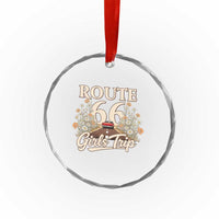 Retro Floral Route Highway 66 Girls Trip Road Trip Crystal Glass Ornament