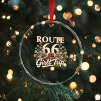 Retro Floral Route Highway 66 Girls Trip Road Trip Crystal Glass Ornament