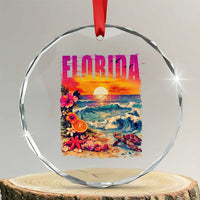 Retro Florida Beach Crystal Glass Ornament Summer Vacation Gift