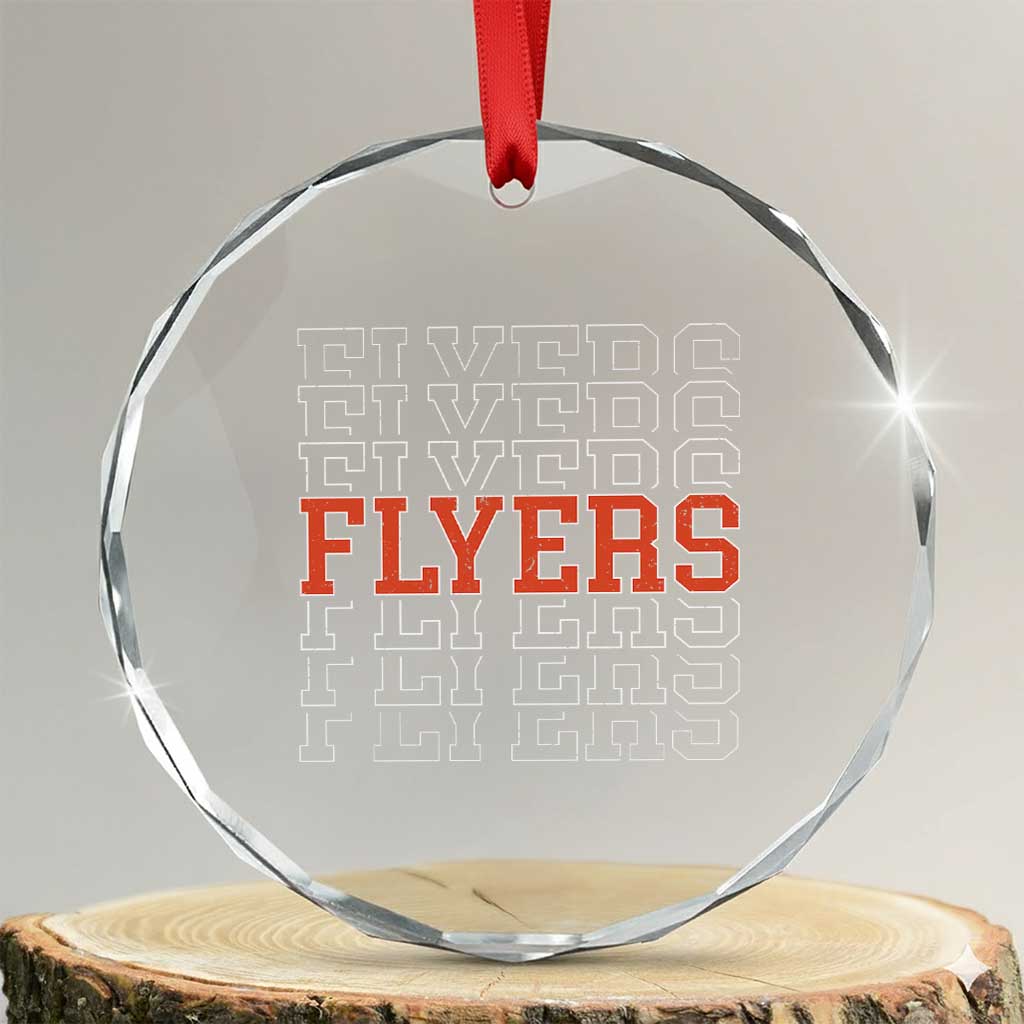 Retro Flyers Name Script Style Crystal Glass Ornament Vintage Distressed Graphic Sports Fan Pride