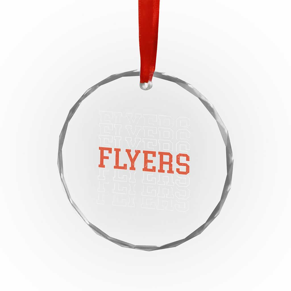 Retro Flyers Name Script Style Crystal Glass Ornament Vintage Distressed Graphic Sports Fan Pride