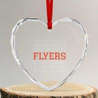 Retro Flyers Name Script Style Heart Crystal Glass Ornament Vintage Distressed Graphic Sports Fan Pride