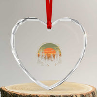 Retro Forest Trees Outdoors Nature Lover Heart Crystal Glass Ornament