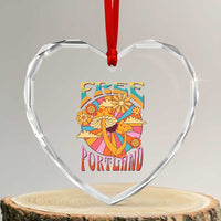 Retro Free Portland Patriotic Heart Crystal Glass Ornament Oregon Freedom Trippy 70s Mushroom Graphic - Wonder Print Shop