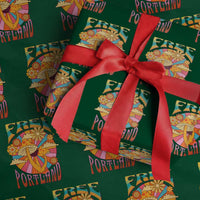 Retro Free Portland Patriotic Wrapping Paper Roll Oregon Freedom Trippy 70s Mushroom Graphic - Wonder Print Shop