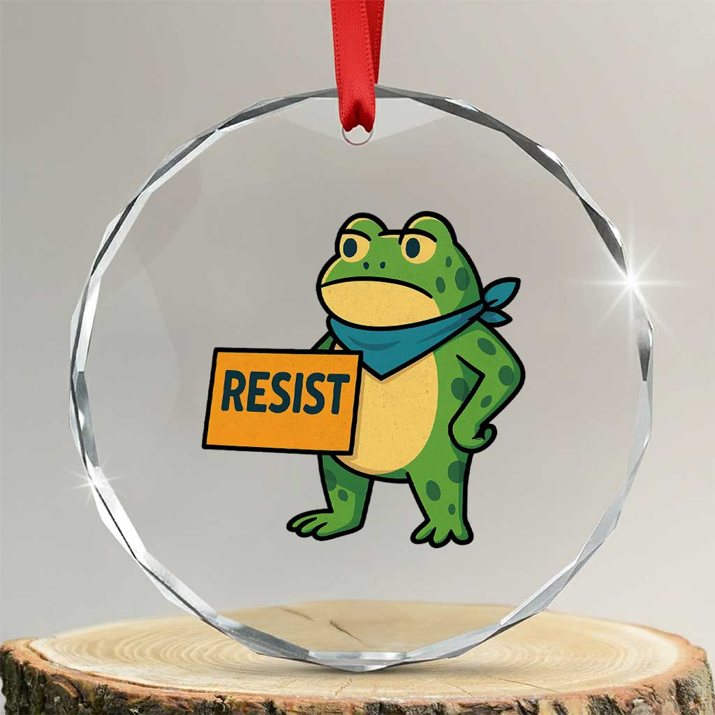 Retro Frog Resist Crystal Glass Ornament Free Portland Oregon Funny Cartoon Graphic - Wonder Print Shop