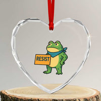 Retro Frog Resist Heart Crystal Glass Ornament Free Portland Oregon Funny Cartoon Graphic - Wonder Print Shop