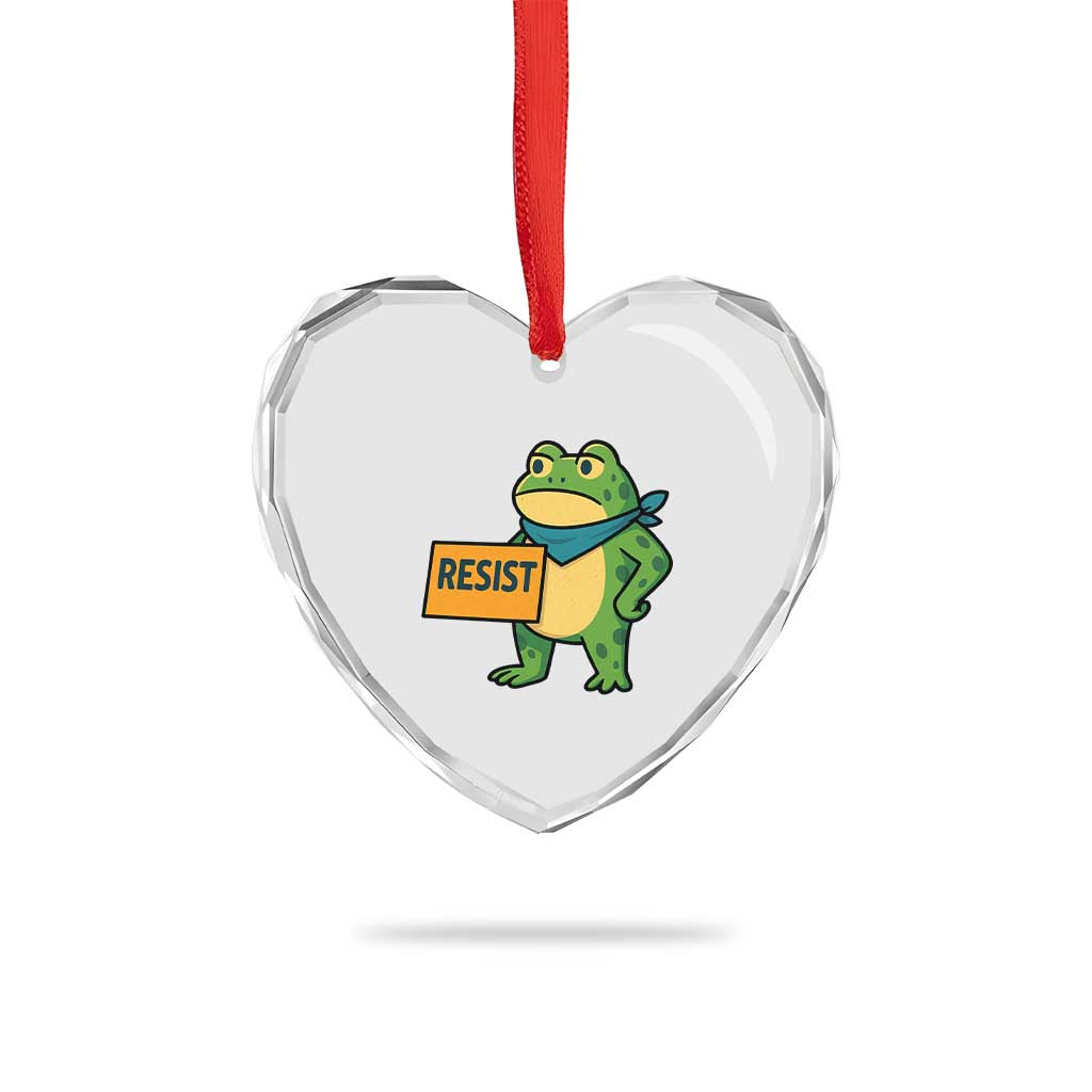 Retro Frog Resist Heart Crystal Glass Ornament Free Portland Oregon Funny Cartoon Graphic - Wonder Print Shop