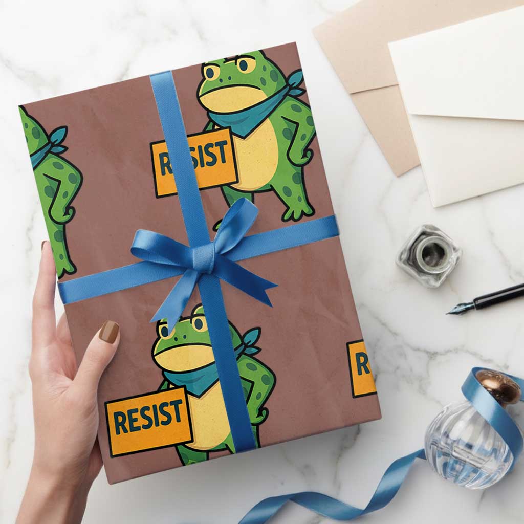 Retro Frog Resist Wrapping Paper Roll Free Portland Oregon Funny Cartoon Graphic - Wonder Print Shop