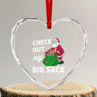 Retro Funny Santa Heart Crystal Glass Ornament Christmas Joke Check Out My Big Sack - Wonder Print Shop