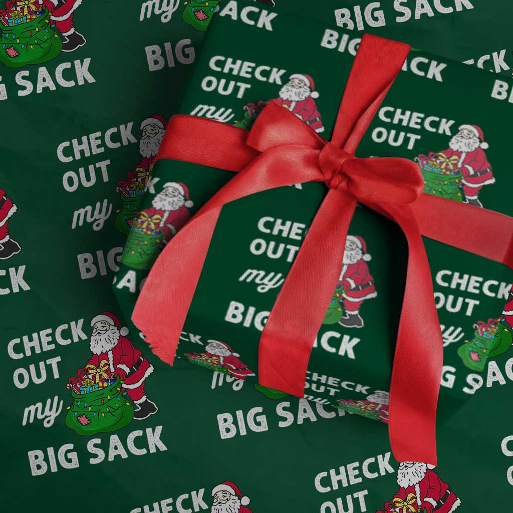Retro Funny Santa Wrapping Paper Roll Christmas Joke Check Out My Big Sack - Wonder Print Shop