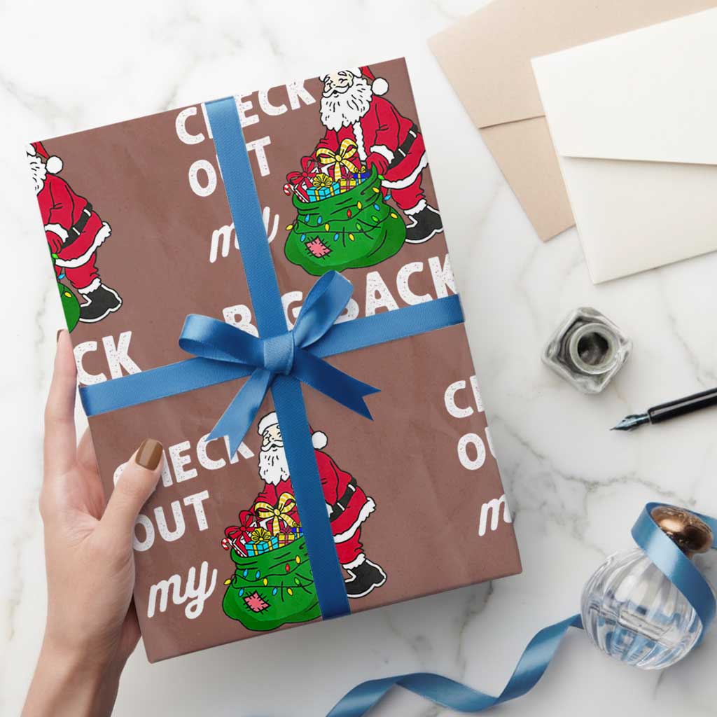 Retro Funny Santa Wrapping Paper Roll Christmas Joke Check Out My Big Sack - Wonder Print Shop