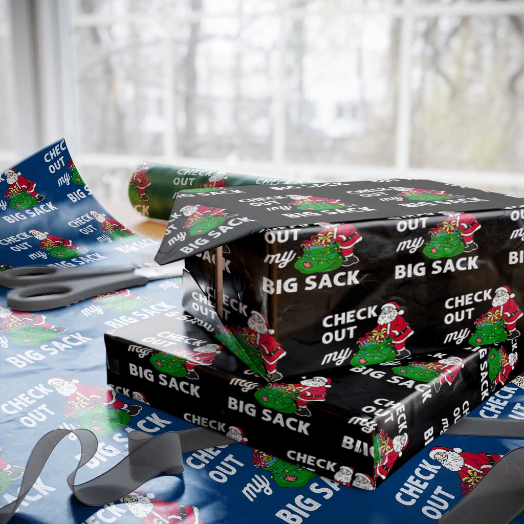Retro Funny Santa Wrapping Paper Roll Christmas Joke Check Out My Big Sack - Wonder Print Shop