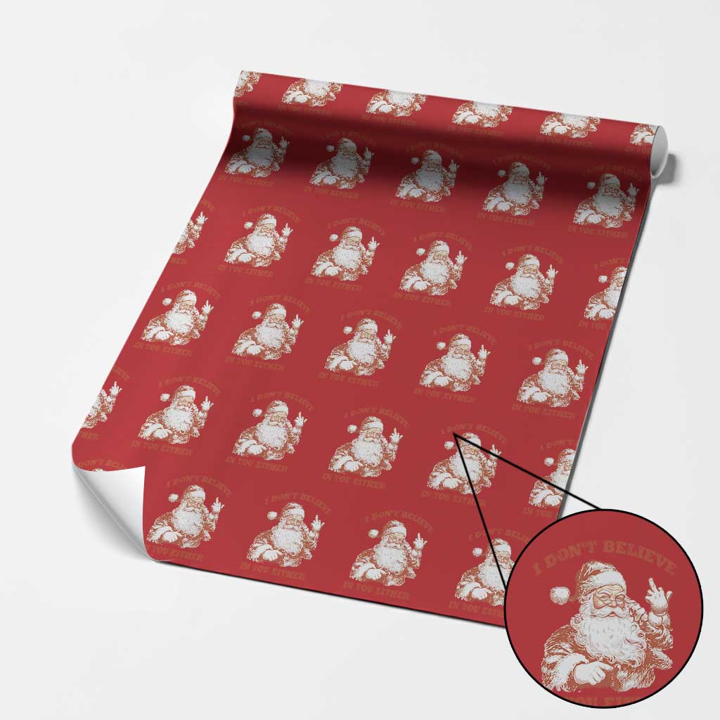 Retro Funny Santa Wrapping Paper Roll I Don't Believe In You Either 90s Christmas - Wonder Print Shop