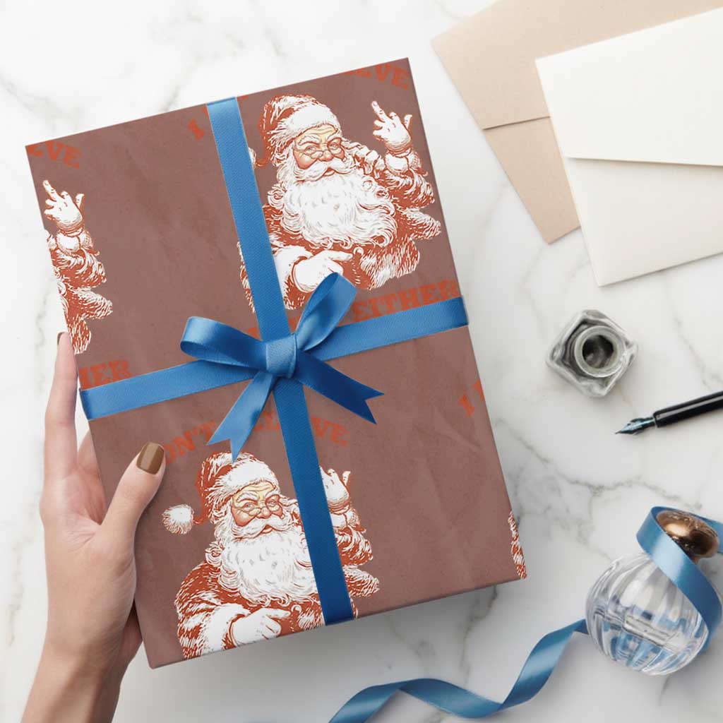 Retro Funny Santa Wrapping Paper Roll I Don't Believe In You Either 90s Christmas - Wonder Print Shop