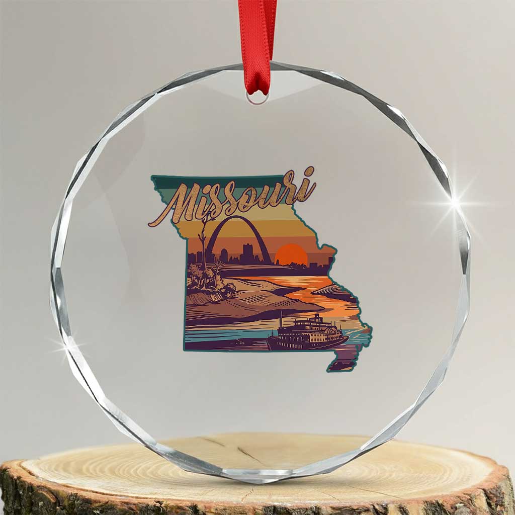 Retro Gateway Arch St Louis Missouri Map Outline Crystal Glass Ornament