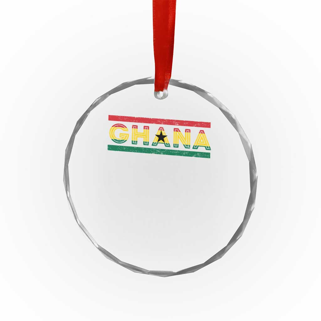 Retro Ghana Flag Crystal Glass Ornament Vintage Ghanaian Pride Ghanese Roots Heritage Graphic