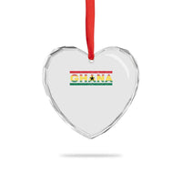 Retro Ghana Flag Heart Crystal Glass Ornament Vintage Ghanaian Pride Ghanese Roots Heritage Graphic